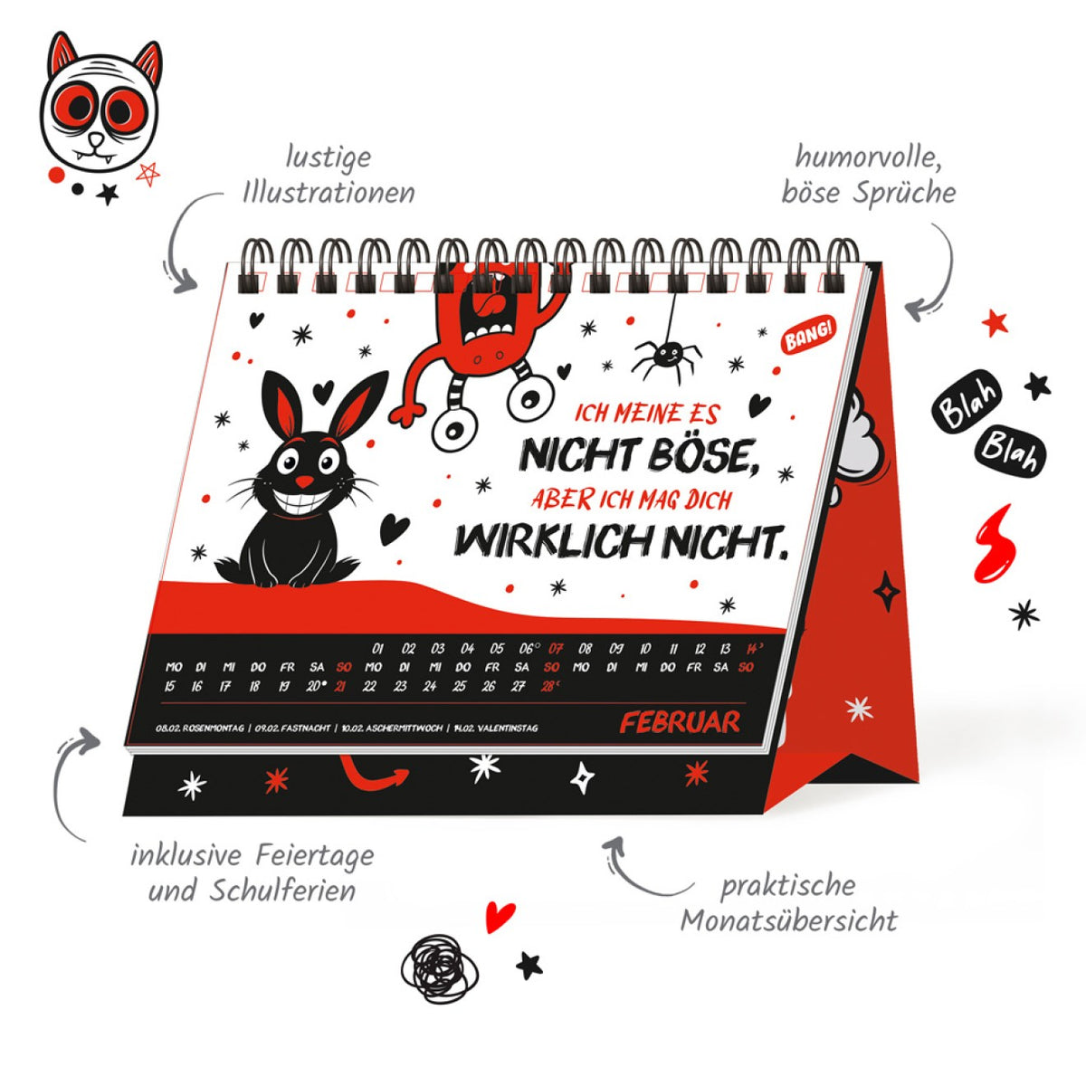 TRÖTSCH Aufstellkalender Schwarzer Humor 2027