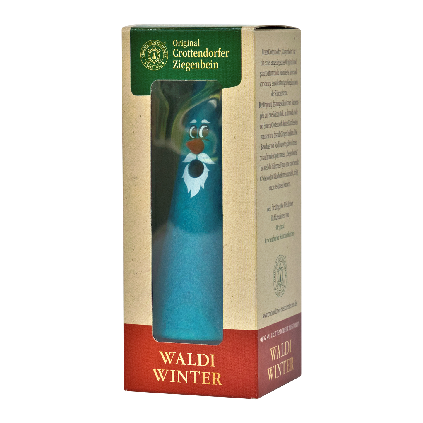 Crottendorf Incense Figurine "Goat's Leg" - Waldi Winter (turquoise)