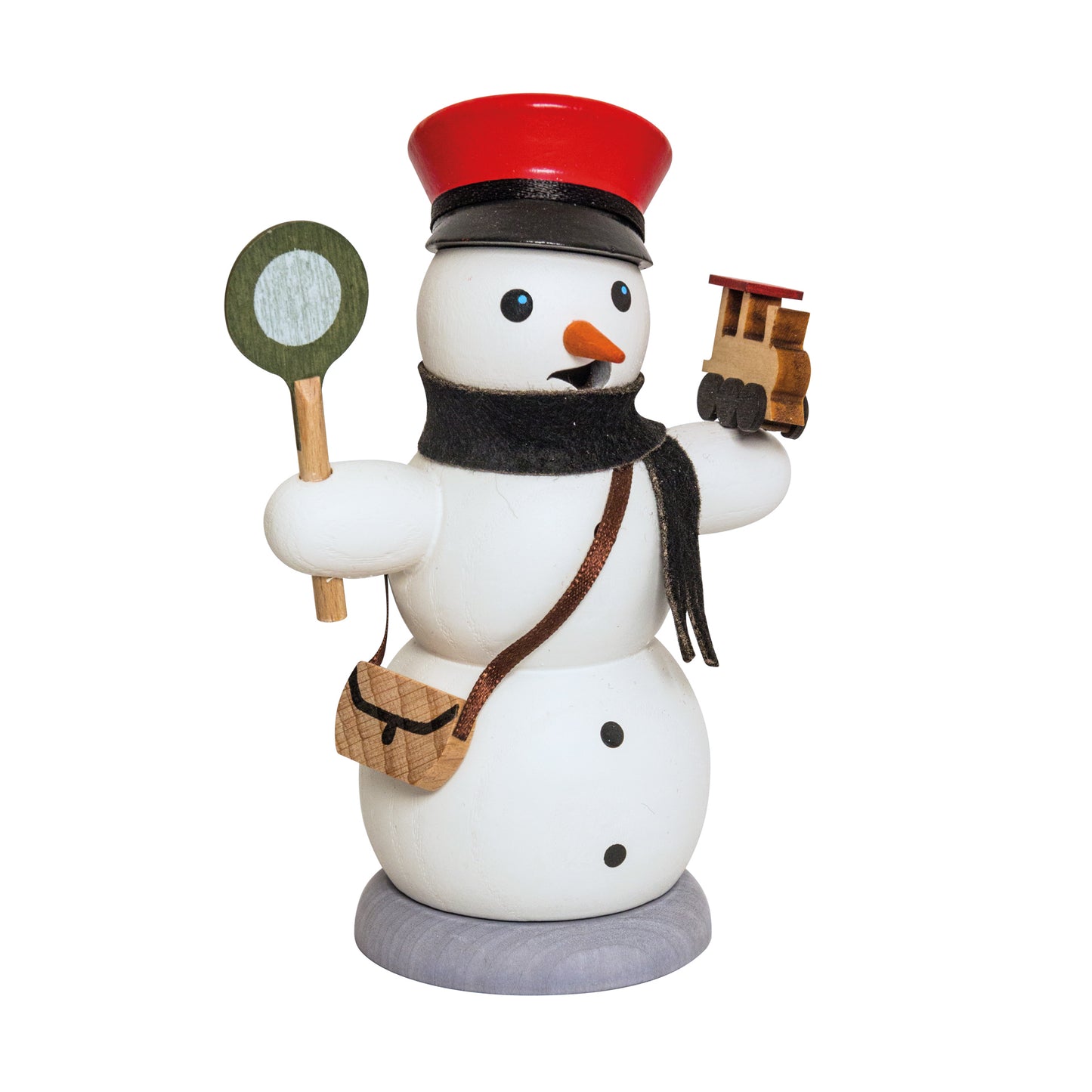 Kuhnert Rauchmann/Räucherfigur aus Holz - Schneemann Eisenbahnern - ca. 13 cm - Made in Germany