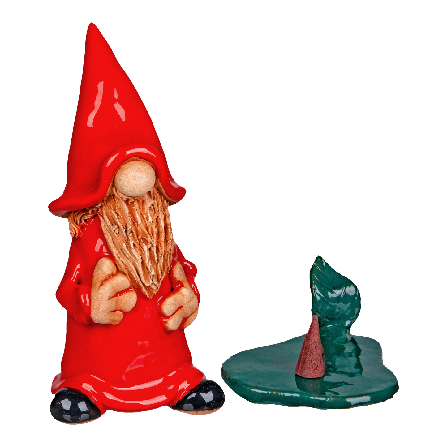 Crottendorfer Incense Burner Ceramic Incense Figurine Red in Gift Box incl. 1 Pack Assorted Incense Cones Size M (24 pieces)