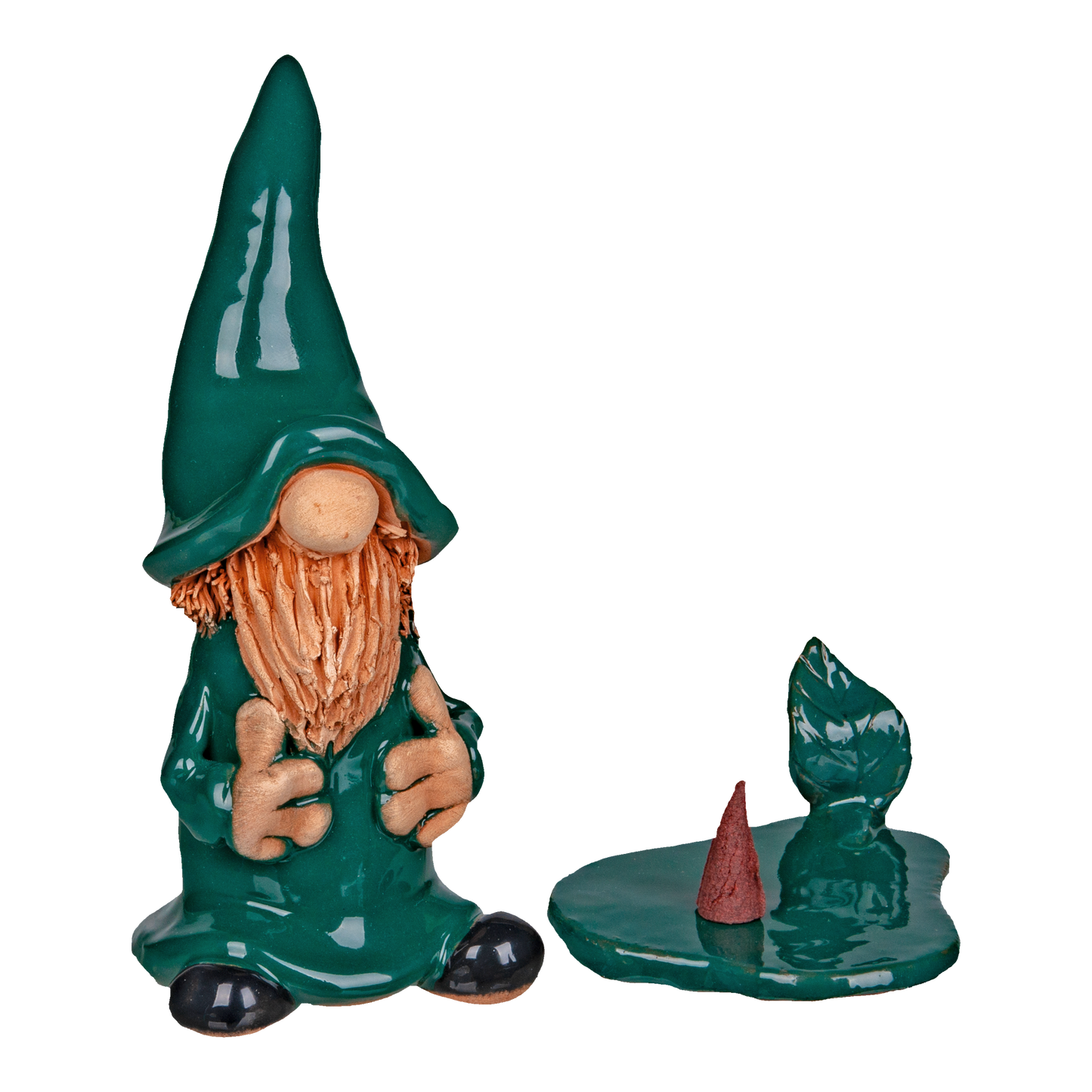Crottendorfer Incense Burner Ceramic Incense Figurine Green in Gift Box incl. 1 Pack Assorted Incense Cones Size M (24 pieces)