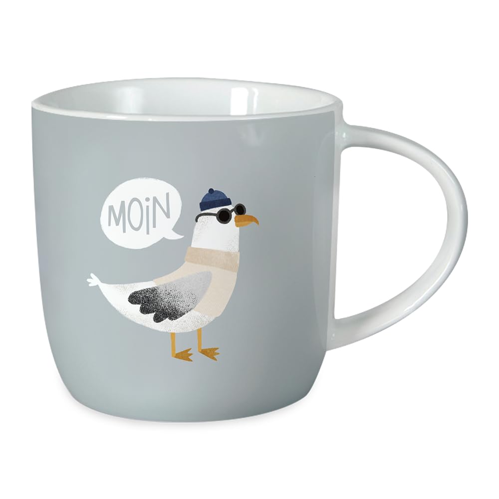 Grafik-Werkstatt Kaffeetasse mit Spruch 300 ml | Porzellan-Tasse | Maritim - Moin