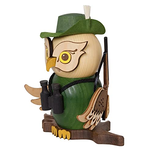 Drechslerei Kuhnert | Raucheule Jäger | Eule aus Massivholz | Höhe ca. 15 cm