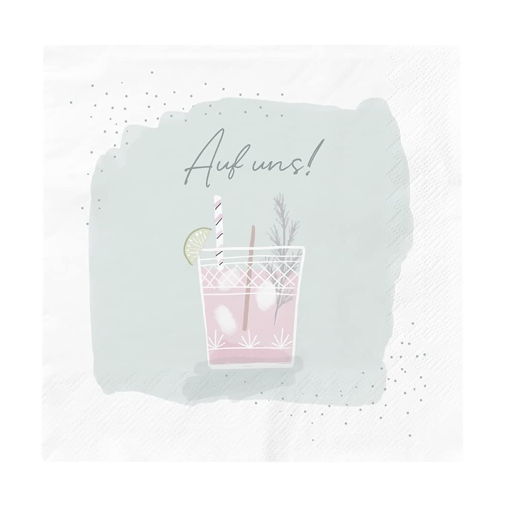 Grafik Werkstatt Napkins with Saying | 20 Pieces | 12.5 x 12.5 cm | Green | Cheers!