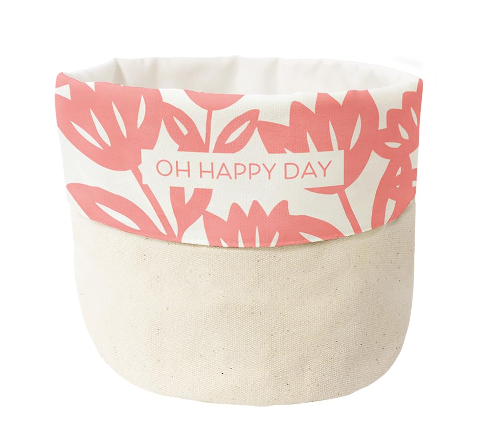 Graphics Workshop Fabric Basket made of 100% cotton | Bread Basket | Utensil Holder | Oh happy day