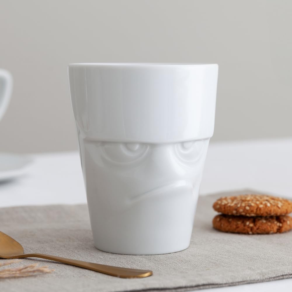 FIFTYEIGHT PRODUCTS / Handle Mug "Grumpy" (Porcelain, 350 ml, white, Made in Germany)