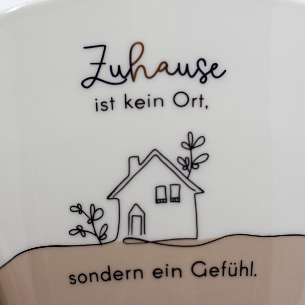 Grafik-Werkstatt Espresso-Tasse mit 100%Echtgold | Porzellan Tasse | 50 ml | Zuhause ist kein Ort