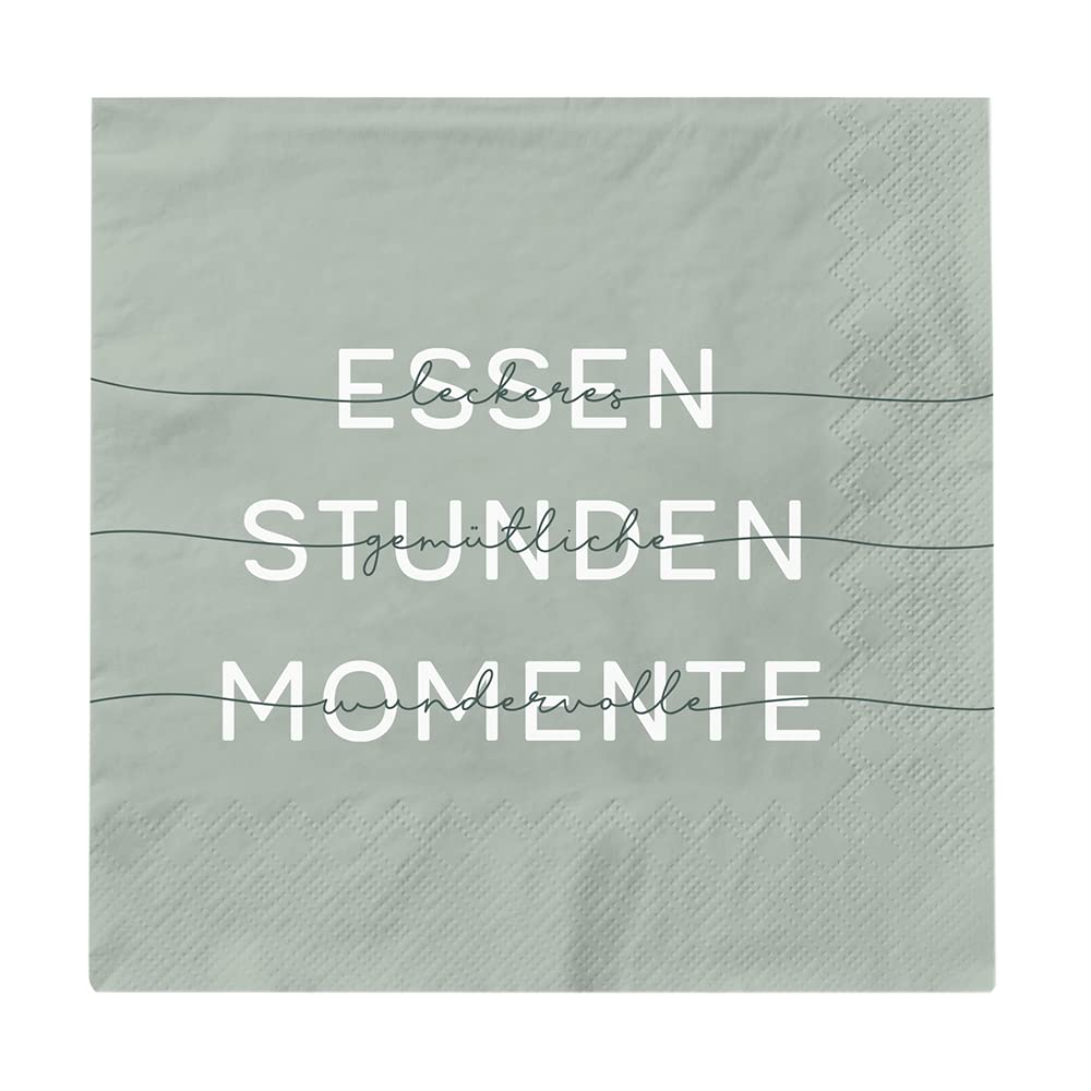 Grafik Werkstatt Servietten mit Spruch | 20 Stück | 16,5 x 16,5 cm | grün | Essen, Stunden, Momente