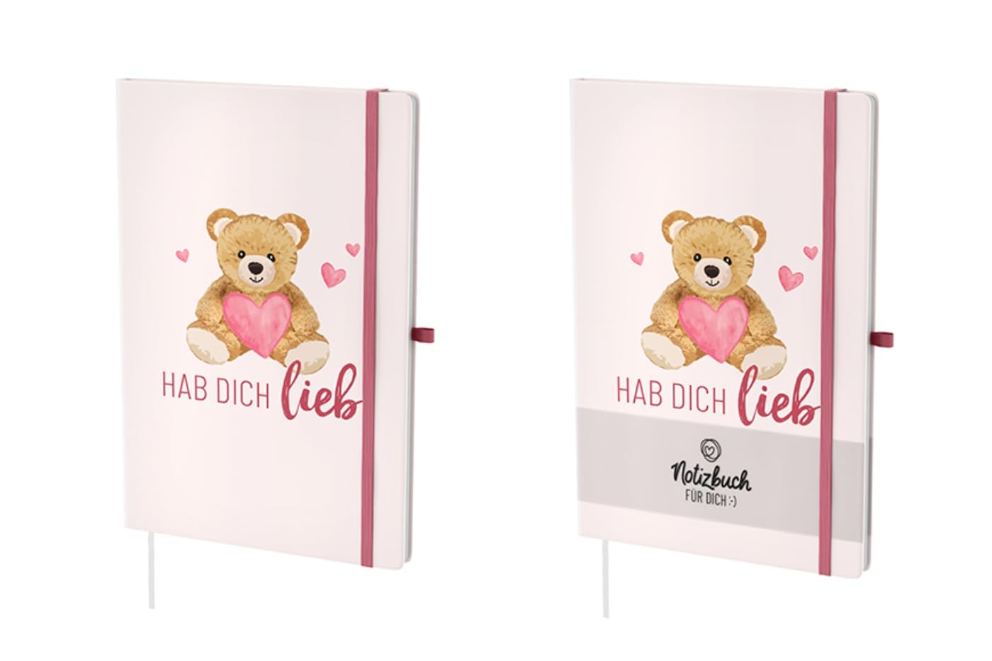 La Vida Notebook Hardcover with Elastic Band | Love you | Teddy with Heart | A5 format