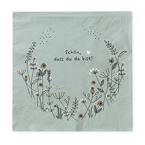 Grafik Werkstatt Servietten mit Spruch | 20 Stück | 12,5 x 12,5 cm | grün | Blumenkranz