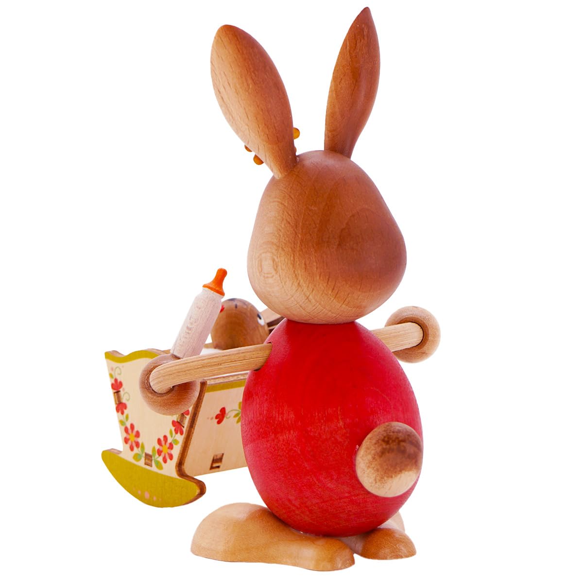 Drechslerei Kuhnert - Easter Decoration / Easter Bunny - Stupsi Bunny with Cradle - Wood - Made in Germany