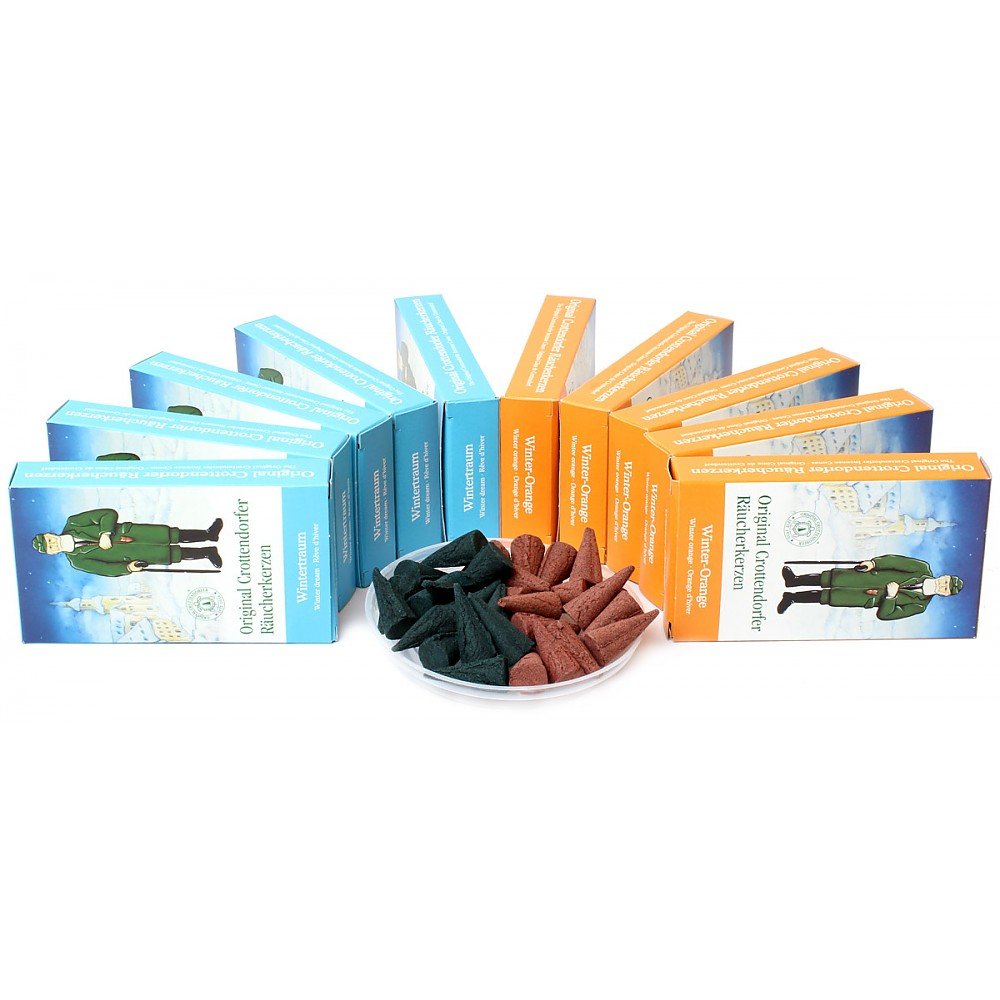 Crottendorfer Räucherkerzen 10er-Set (10 x 24 Stück) 5 x Wintertraum + 5 x Winter-Orange