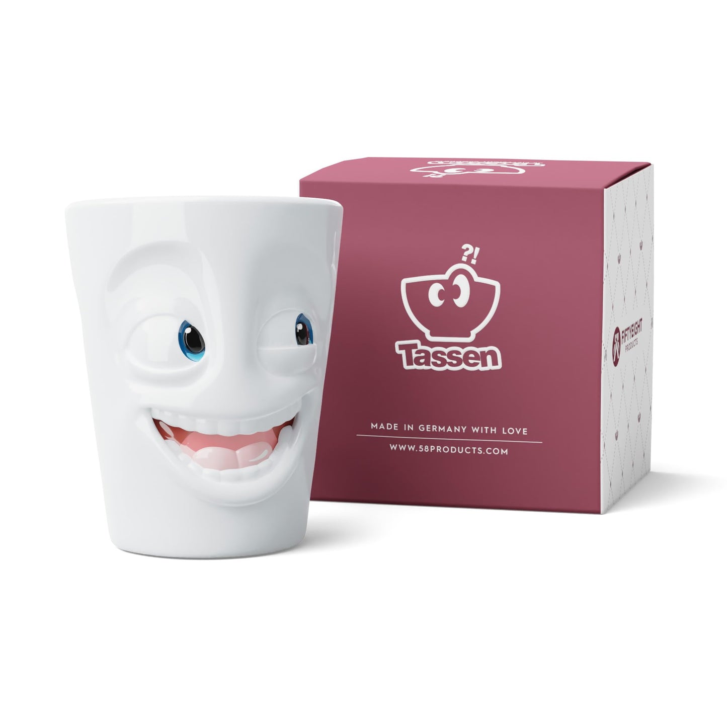 FIFTYEIGHT PRODUCTS / "Funny" Handled Mug - Movie Edition - (Porcelain, 350 ml, white, Made in Germany)