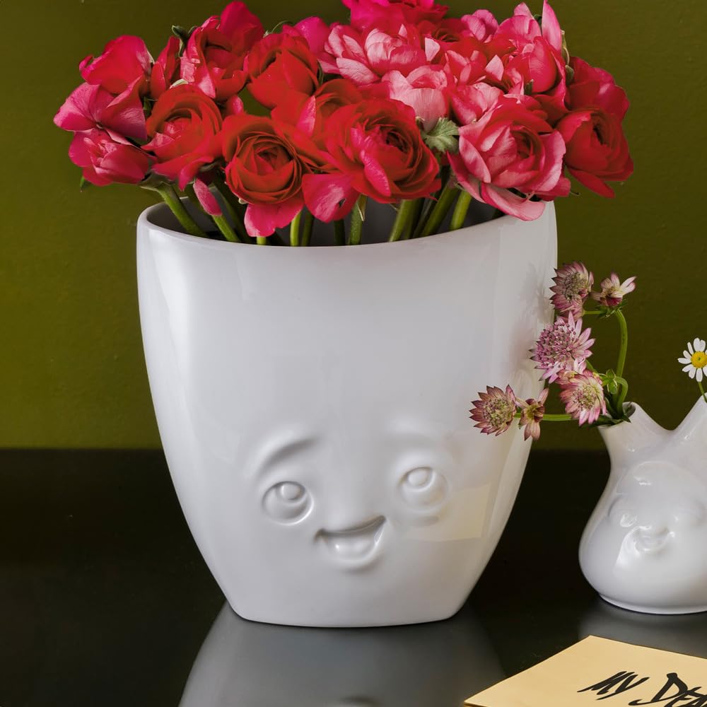 FIFTYEIGHT PRODUCTS / Vase "Delighted" (Porcelain, 21.5 cm x 5 cm x 18 cm, White, Made in Germany)