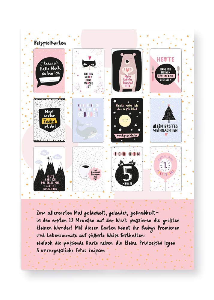 GRAPHICS WORKSHOP Milestone Box Milestone Cards for the First Year Gift for Girls, Pink