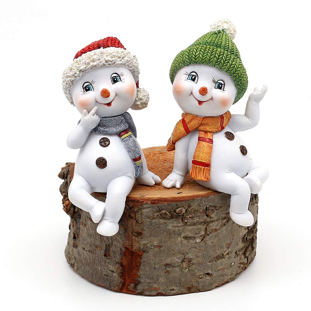"Sigro" 2 x Poly Snow Child Shelf Sitter 12 cm Snowman Sweet Faces 90281