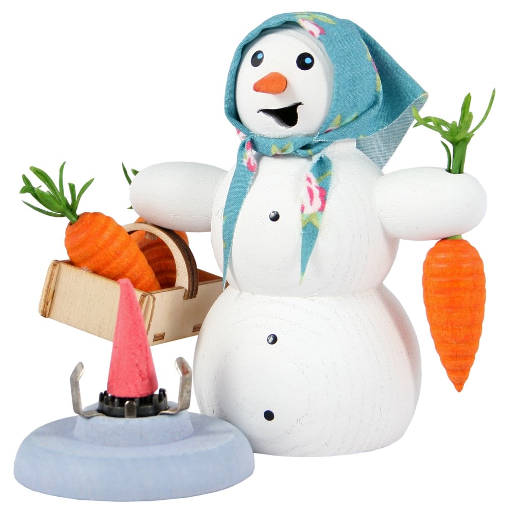 Kuhnert Smokerman/Incense Figurine Made of Wood - Snowman in Various Designs - Approx. 13 cm - Made in Germany