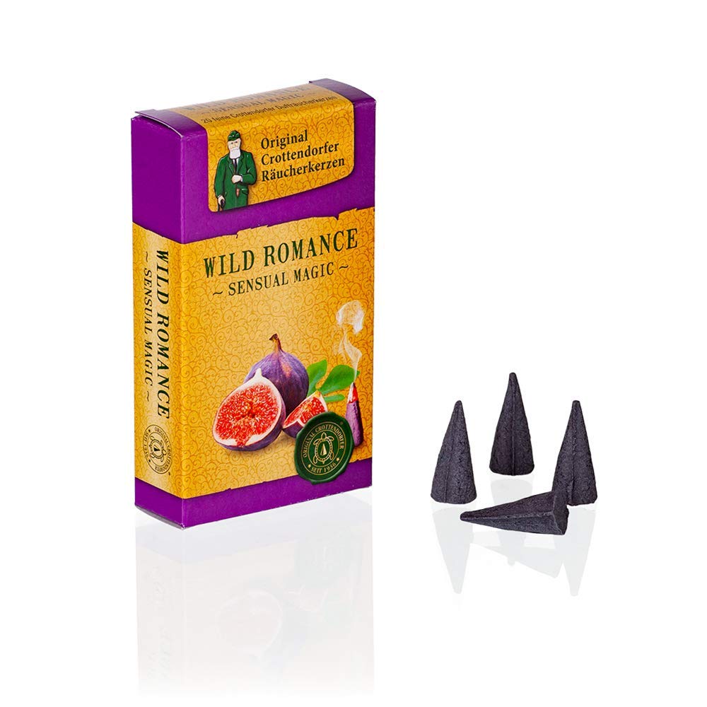 Crottendorfer Sensual Magic Incense Cones - Size: M - 20 Pieces + Brass Plate - Scent: Wild Romance - Made in Germany