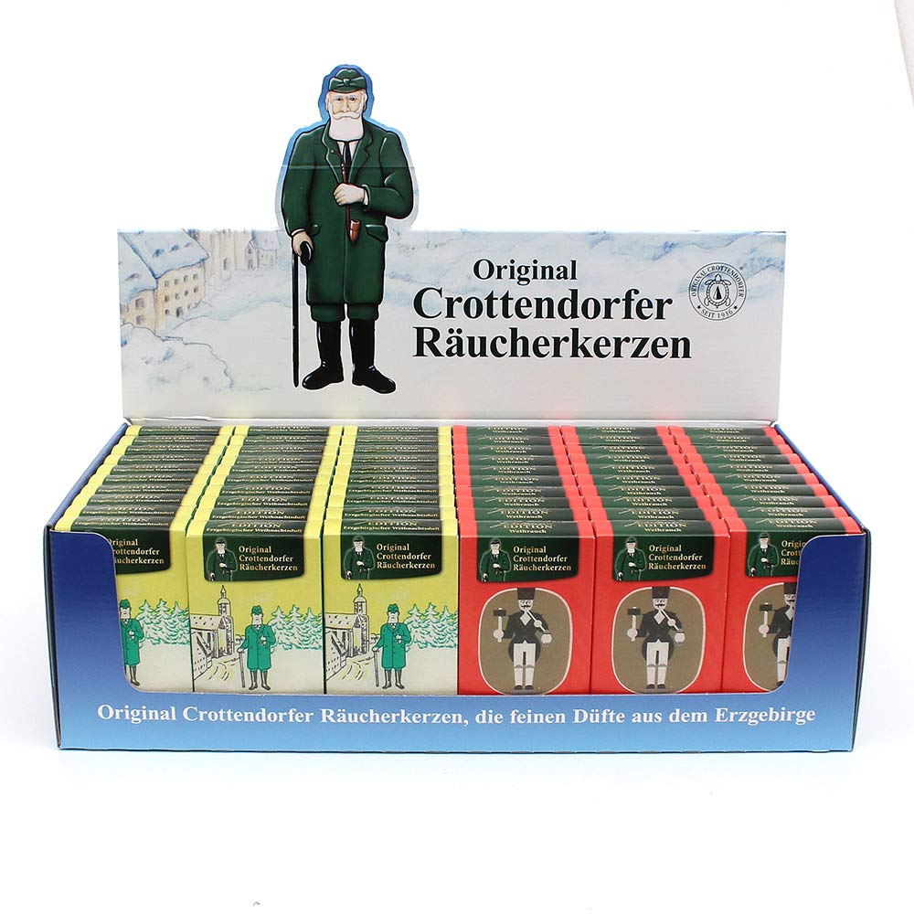 Crottendorfer 60-Piece Set of Incense Cones, Nostalgia Packs Frankincense + Erzgebirge Christmas Scent, 60 in Display (30x1801+30x1802), 2 Assortments, 38 x 225 x 11 cm in the Incense Cone Set
