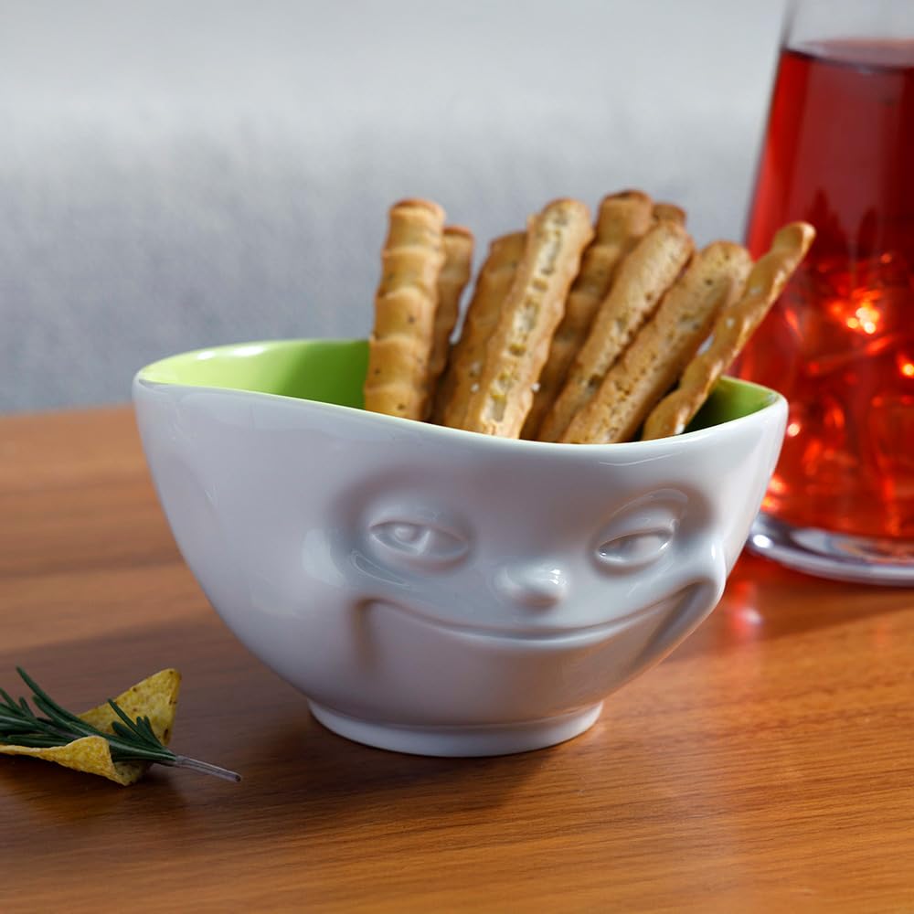 FIFTYEIGHT PRODUCTS / Tazze / Ciotola "Sorriso" (Porcellana, 500ml, bianca, interno Pistacchio, Made in Germany)