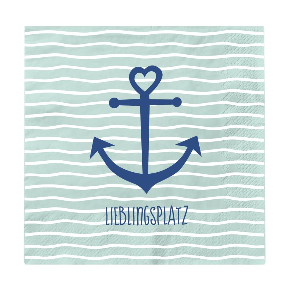 Grafik Werkstatt Servietten mit Spruch | 20 Stück | 16,5 x 16,5 cm | maritim | Lieblingsplatz