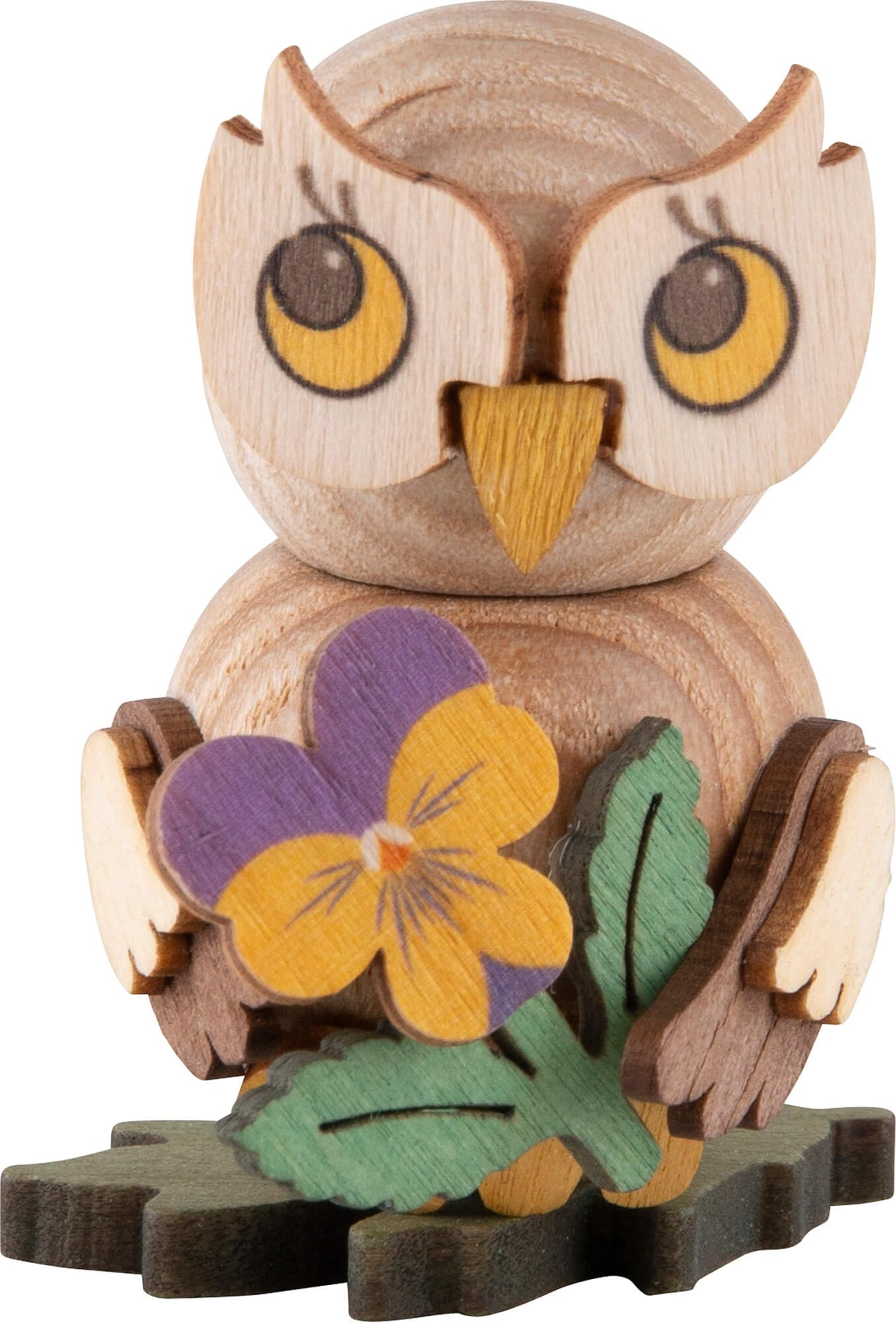 Kuhnert - Owl Child with Flower for Display - Wooden Figurine approx. 4 cm