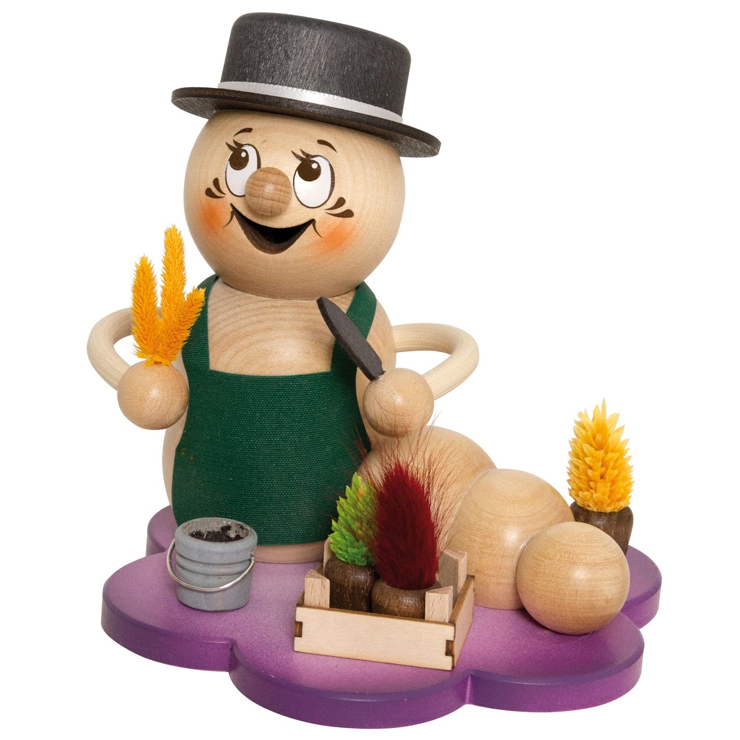 Drechslerei Kuhnert Smoking Man/Incense Smoker Figurine - Rudi and ROSI made of wood - Smoking Worm in various designs - Height: approx. 14cm - Made in Germany