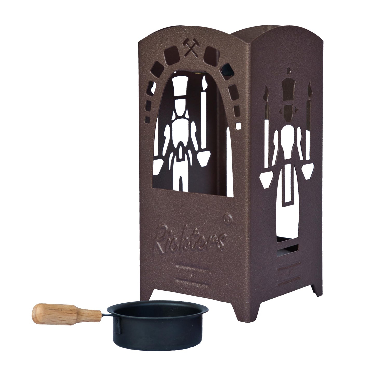 Crottendorf Incense Lantern, "Angel/Miner," Gray-brown