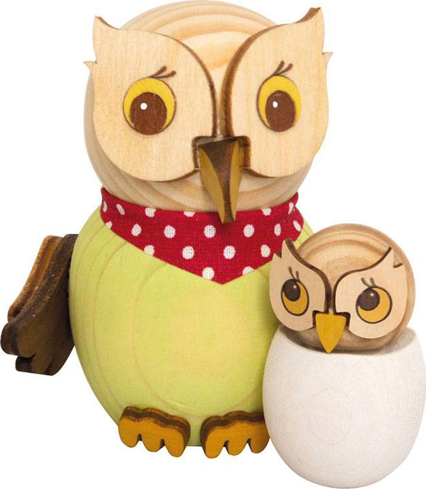 Kuhnert - Decoration/Wooden Figure - Mini Owl with Baby - Size: approx. 7cm - Made in Germany