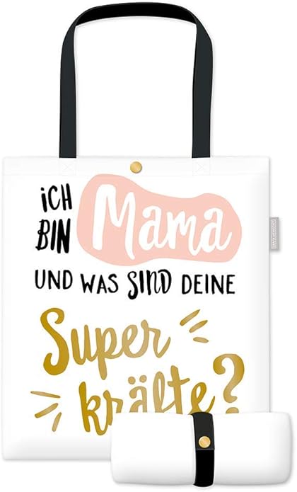 Grafik-Werkstatt Borsa in cotone unisex | Borsa con chiusura | "Mamma" | bianca