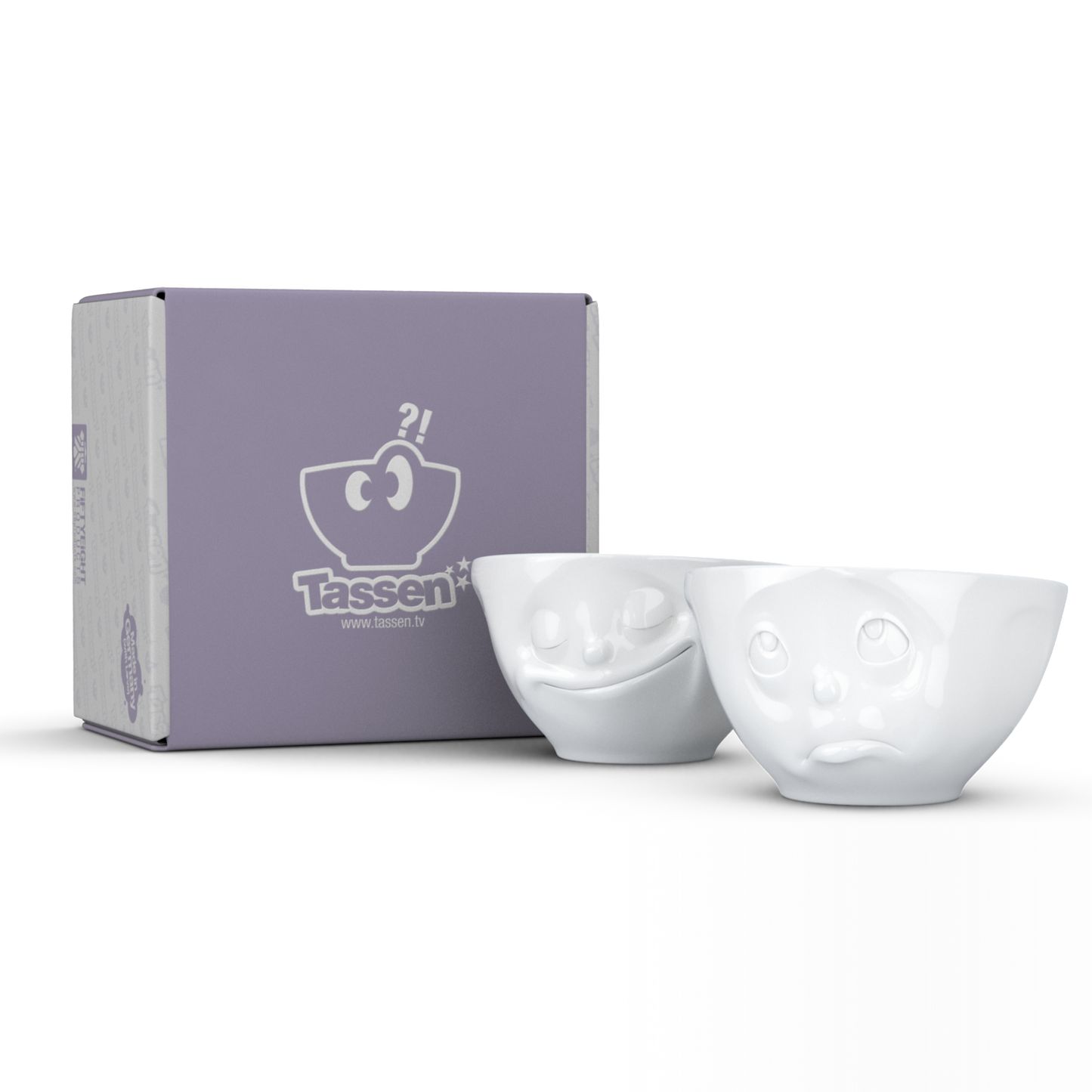 FIFTYEIGHT PRODUCTS / Tazze / Ciotole Medie / Set Ciotole n. 2 „Felice & Oh, Prego“ (Porcellana, 200 ml, bianco, Made in Germany)