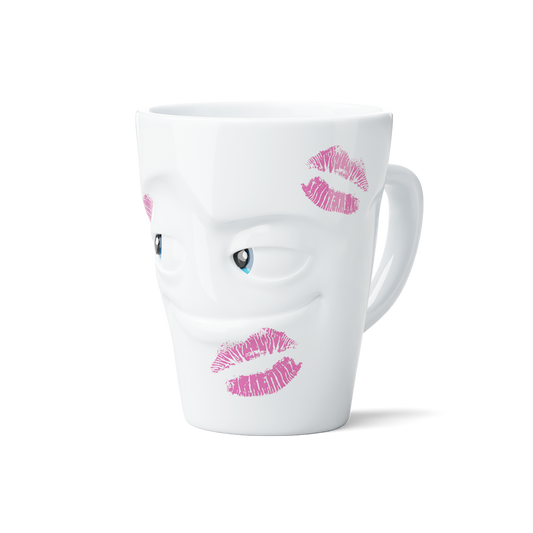 FIFTYEIGHT PRODUCTS / Henkelbecher „Geküsst“ - Movie Edition - (Porzellan, 350 ml, Weiß, Made in Germany)