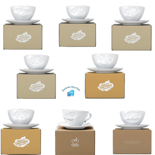 FIFTYEIGHT PRODUCTS / 8-er Set Kaffeetasse mit Henkel u. Untertasse, 200ml, Made in Germany