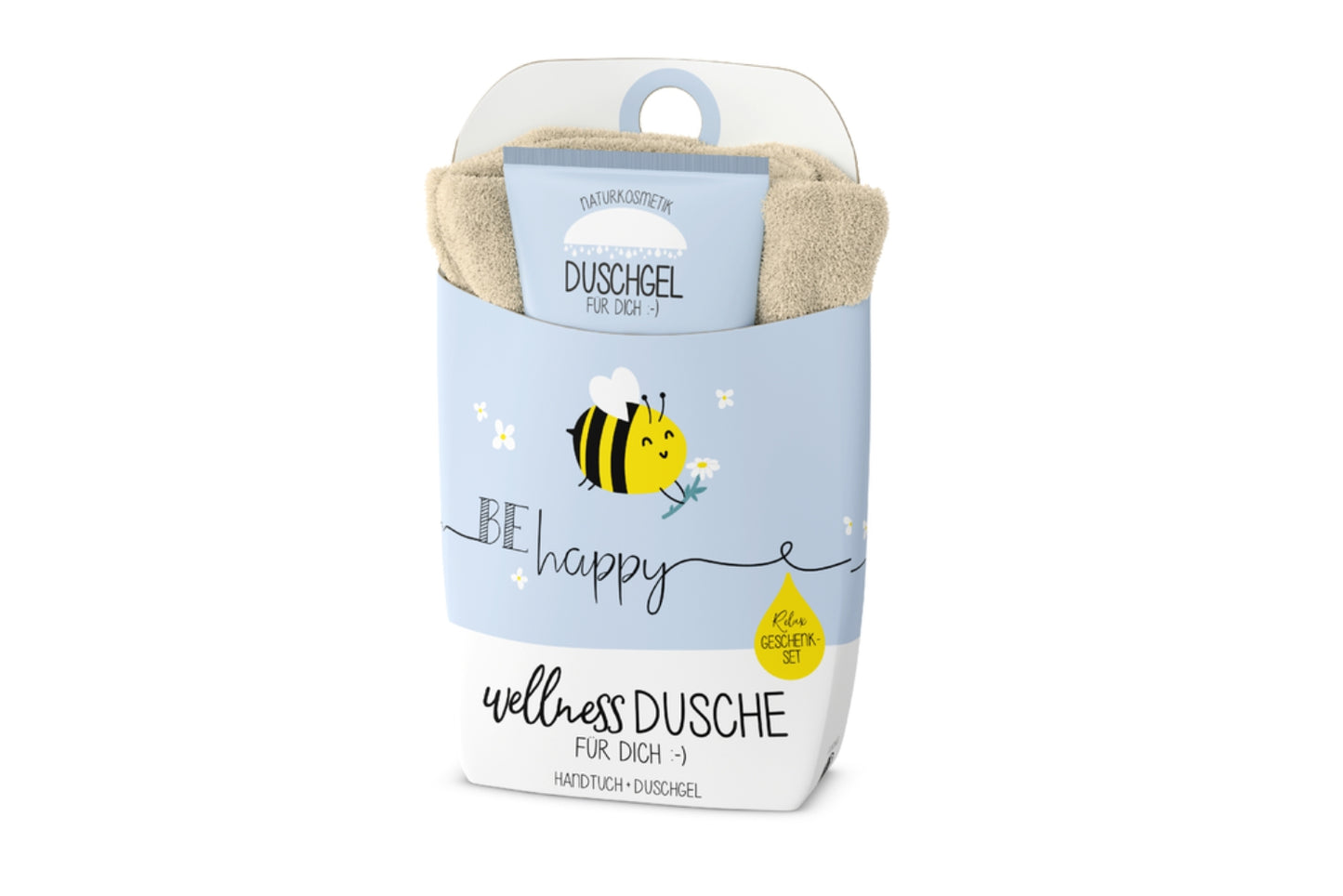 La Vida doccia benessere | Cofanetto regalo | Bagnoschiuma + asciugamano di cotone | "be happy"