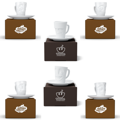 FIFTYEIGHT PRODUCTS / 6-er Set Espressotasse mit Unterteller | (Porzellan, 80 ml, Weiß, Made in Germany)
