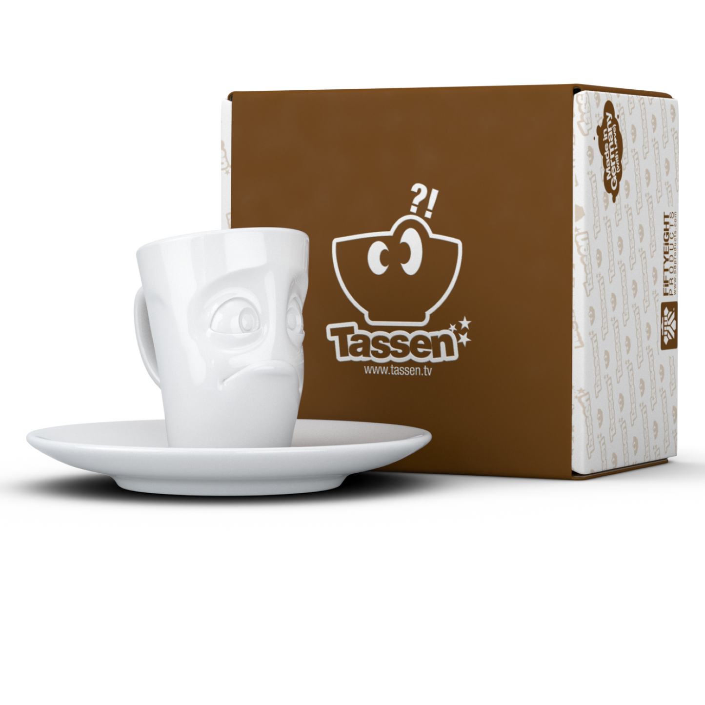 FIFTYEIGHT PRODUCTS / 6-er Set Espressotasse mit Unterteller | (Porzellan, 80 ml, Weiß, Made in Germany)