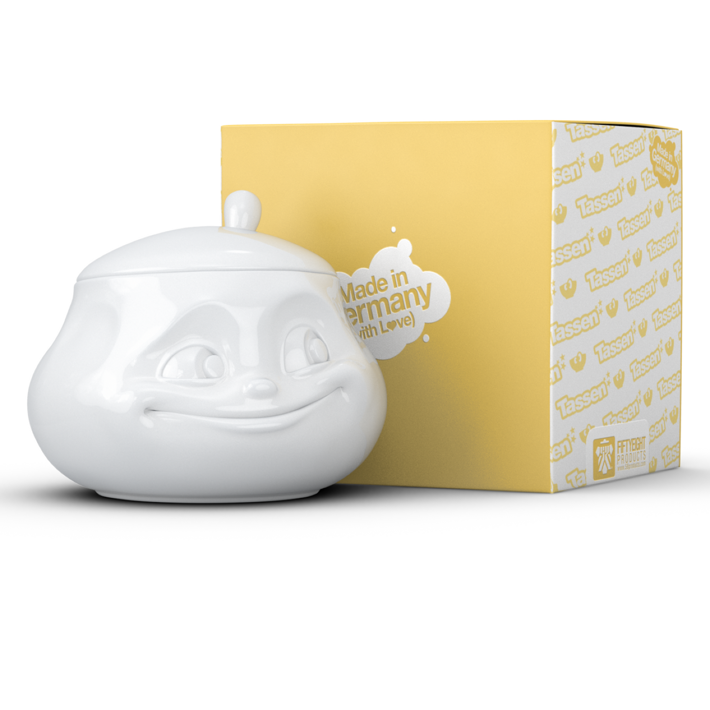 FIFTYEIGHT PRODUCTS / 2-tlg. Set Milchkännchen "Drollig" + Zuckerdose "Süß" Porzellan weiß, Made in Germany