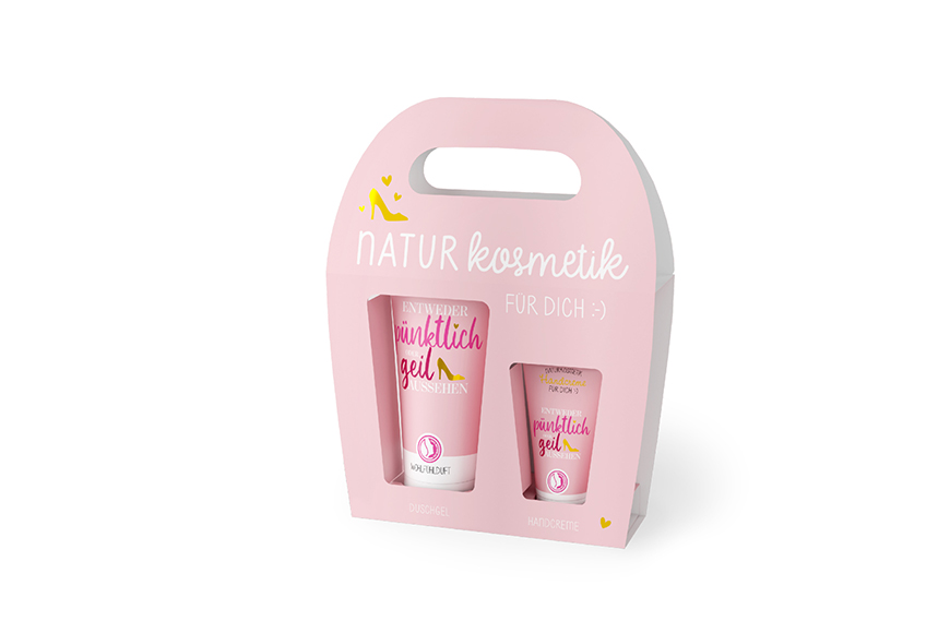La Vida Relax - Set cosmetico | "O puntuale o bella", | Bagnoschiuma + crema mani, | Cosmetici naturali