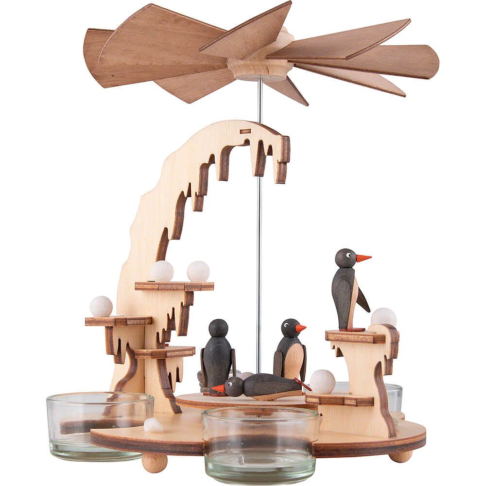 Drechslerei Kuhnert Portacandele con pinguini, Naturale, Pietra, 38 mm, Casual Gathering, Uso domestico
