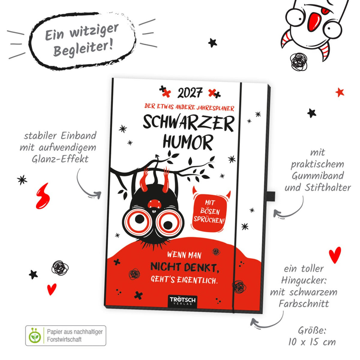 TRÖTSCH Buchkalender Jahresplaner Schwarzer Humor 2027