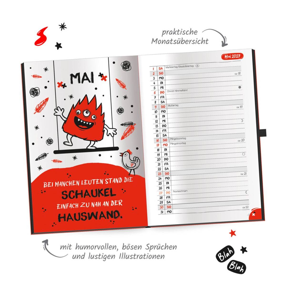 TRÖTSCH Buchkalender Jahresplaner Schwarzer Humor 2027