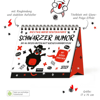 TRÖTSCH Aufstellkalender Schwarzer Humor 2027
