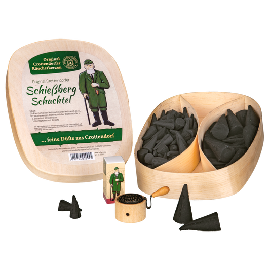 Crottendorfer Räucherkerzen Geschenkset Spanschachtel "Schießberg-Schachtel"