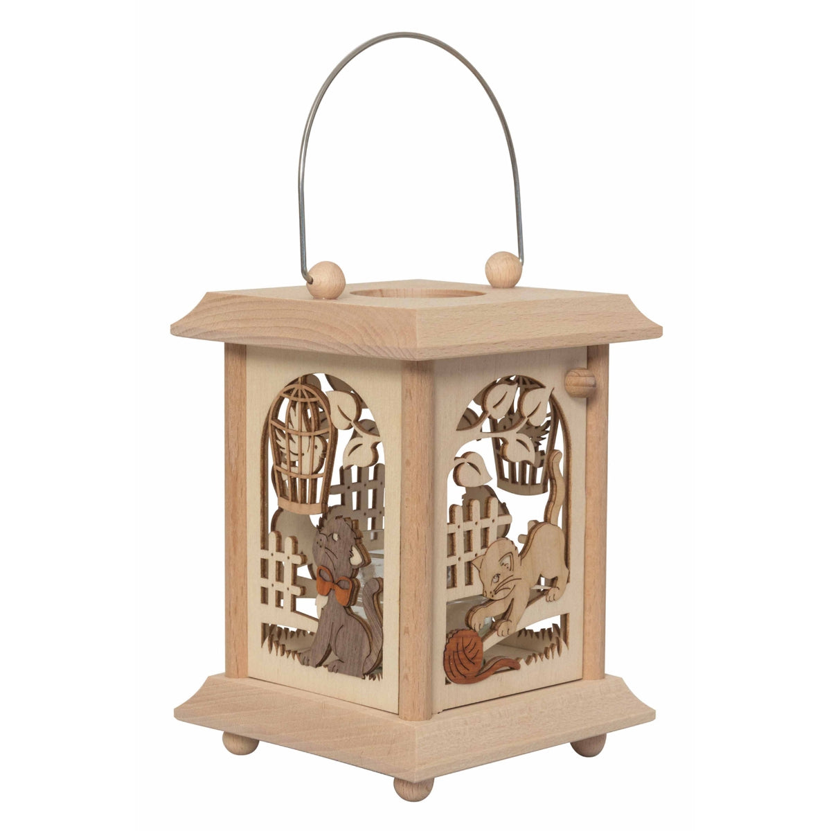Kuhnert Woodturning Table Lantern / Tealight Holder - Design: "Nativity Scene" made of precious wood - Dimensions: 11.5 x 11.5 x 17cm - Made in Germany