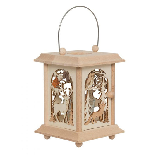 Kuhnert Woodturning Table Lantern / Tealight Holder - Design: "Nativity Scene" made of precious wood - Dimensions: 11.5 x 11.5 x 17cm - Made in Germany