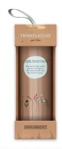 Grafik Werkstatt Glass Water Bottle with Funny Saying | with Carry Loop | 550 ml | Favorite Days