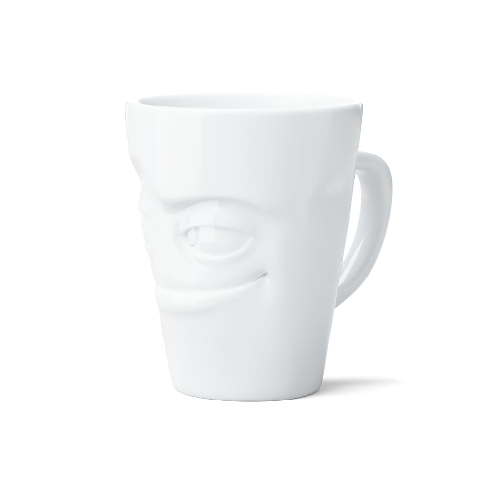 FIFTYEIGHT PRODUCTS / Handle Mug "Grumpy" (Porcelain, 350 ml, white, Made in Germany)