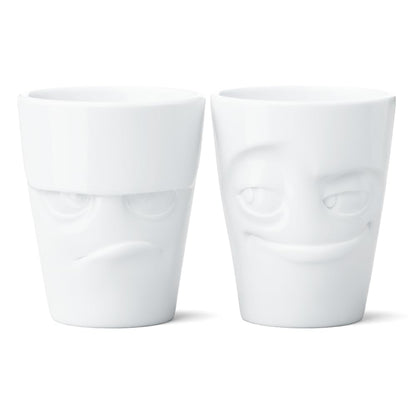 FIFTYEIGHT PRODUCTS / Tazze / Set di 2 bicchieri, senza manico "Scontroso & Furbo" (Porcellana, 2 x 350ml, bianco, Made in Germany)
