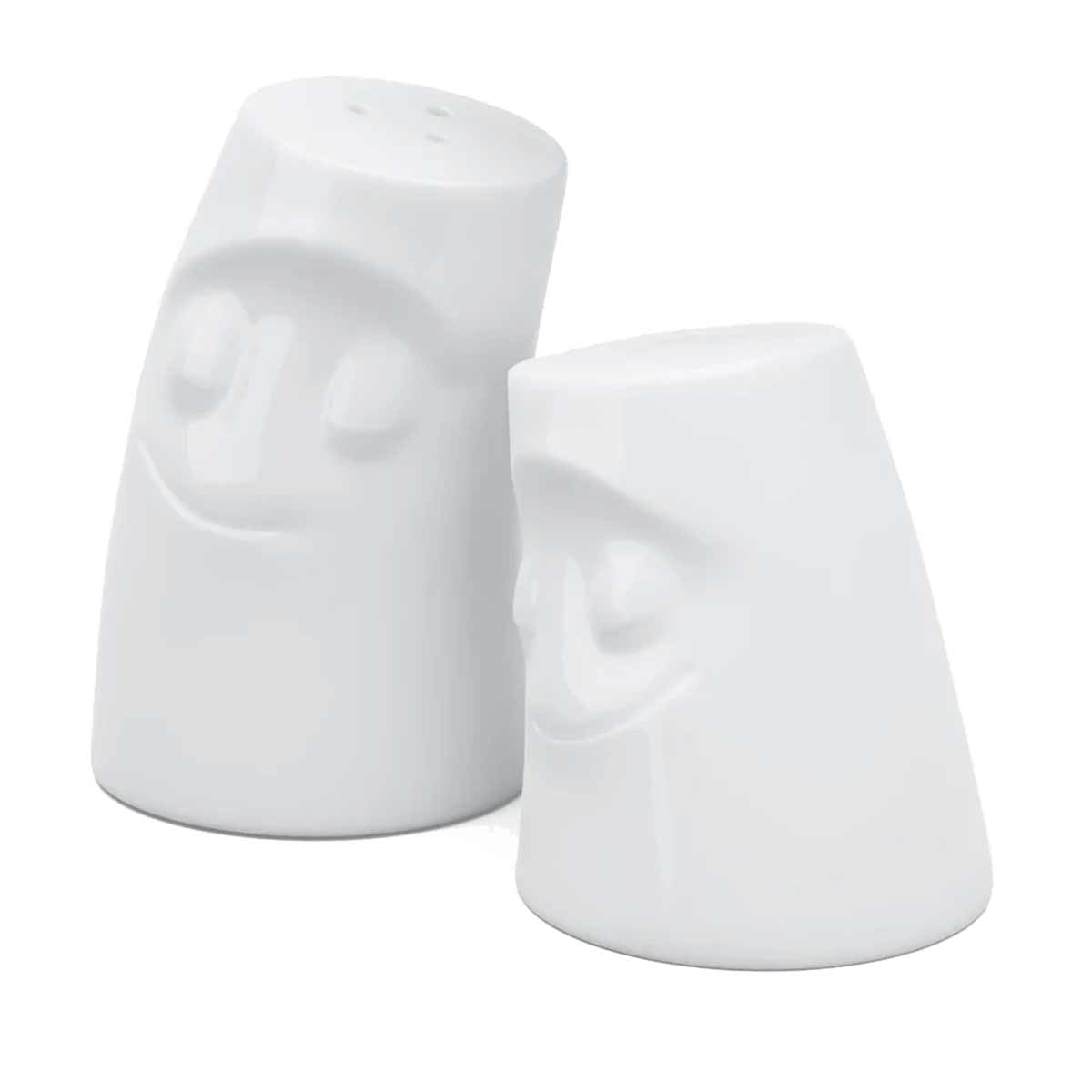 FIFTYEIGHT PRODUCTS / Salt & Pepper Shakers "Cuddly & Snuggly" (Porcelain, white, Made in Germany)