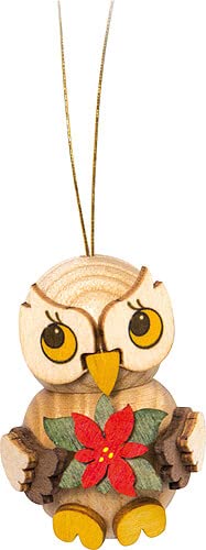 Kuhnert Woodturning Christmas Tree Ornament Owl Child with Christmas Star - 4 cm